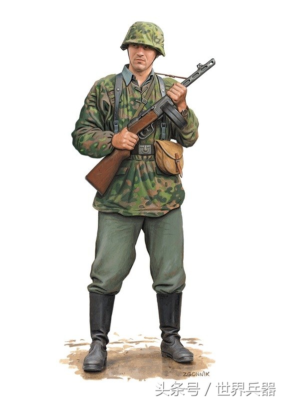 波波沙冲锋枪德军缴获版,二战德军正面图画