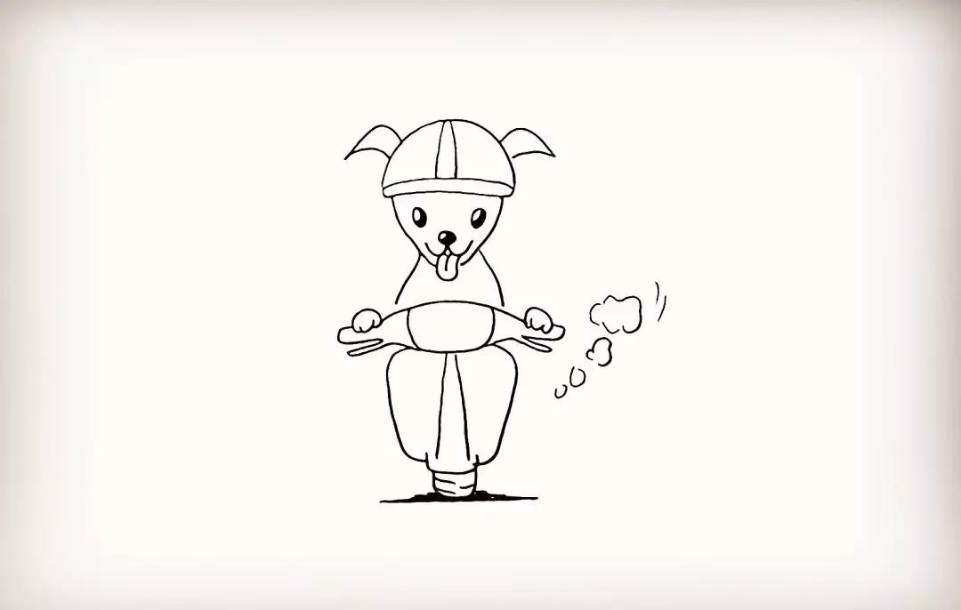 简笔画骑摩托车,骑摩托的小狗简笔画