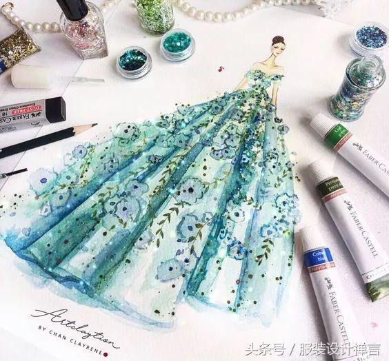 时装手绘|用指甲油画出高定时装的新加坡女插画师ChanClayrene