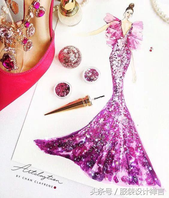 时装手绘|用指甲油画出高定时装的新加坡女插画师ChanClayrene