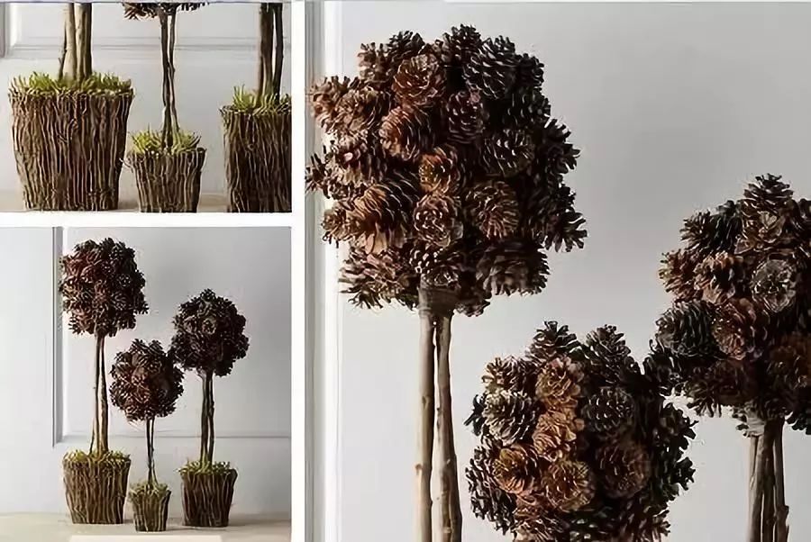 用松塔做的创意吊饰,松塔加树枝创意手工吊饰