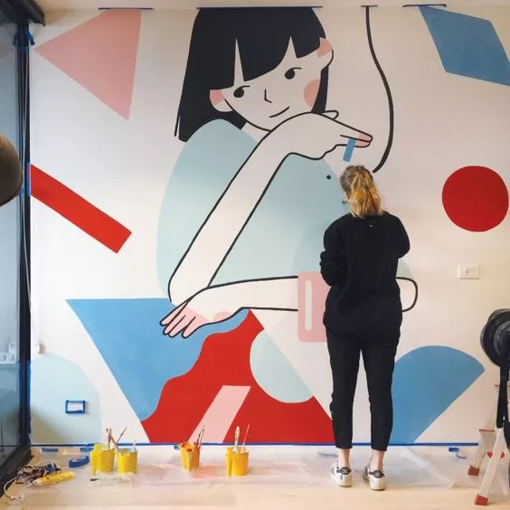 自家门口墙绘,一家房子墙绘