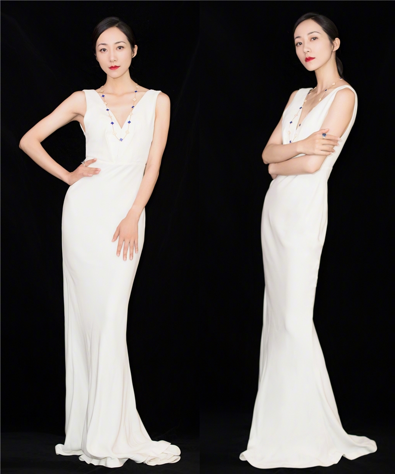 韩雪蓝色镂空连衣裙,韩雪同款条纹裙