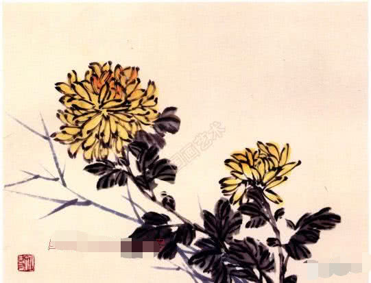 国画小写意菊花花头的画法,菊花国画写意画法视频