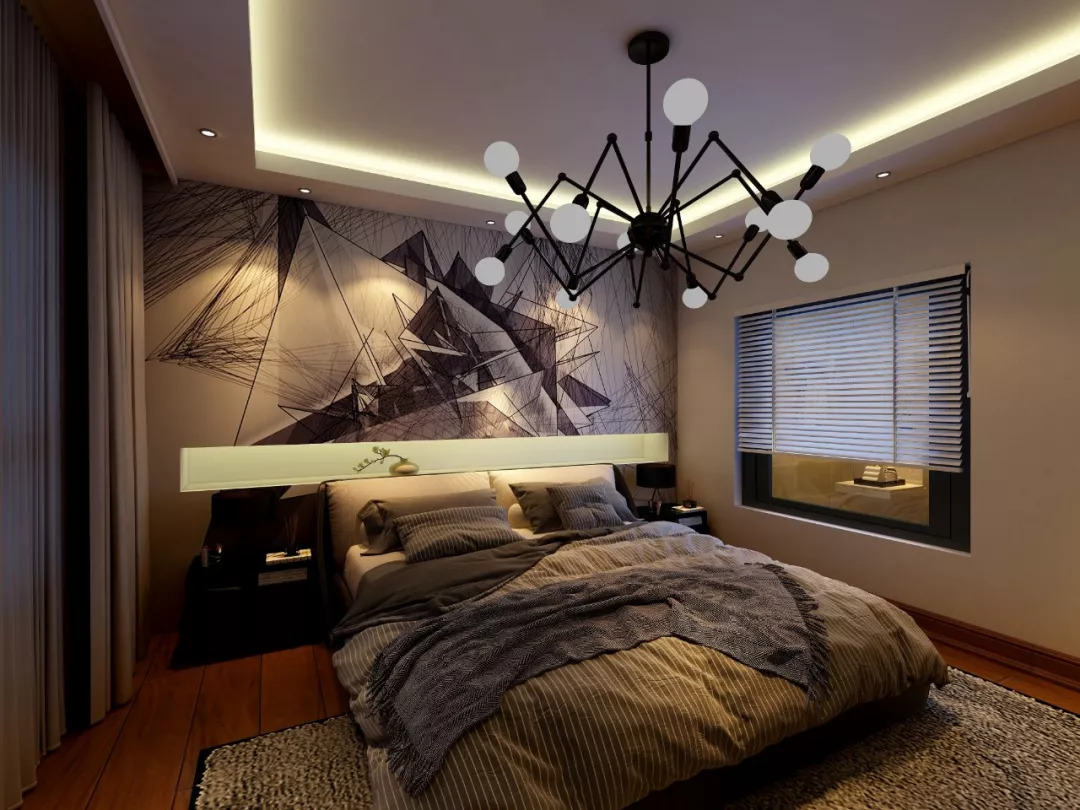 床头背景墙用墙布贴搭配效果图,床头背景墙有造型怎么刷乳胶漆