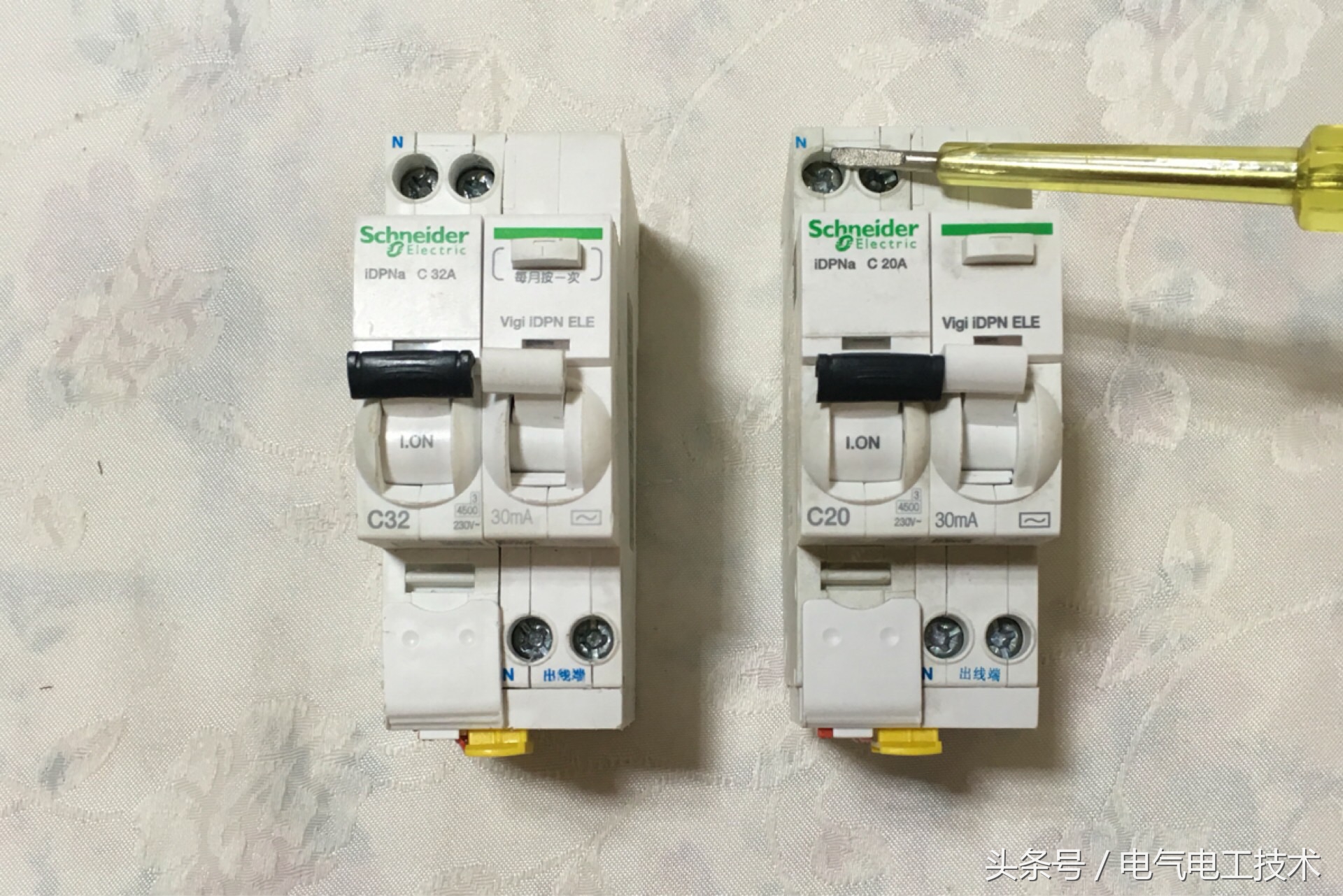 电工漏保接线,漏保左火右零接线图