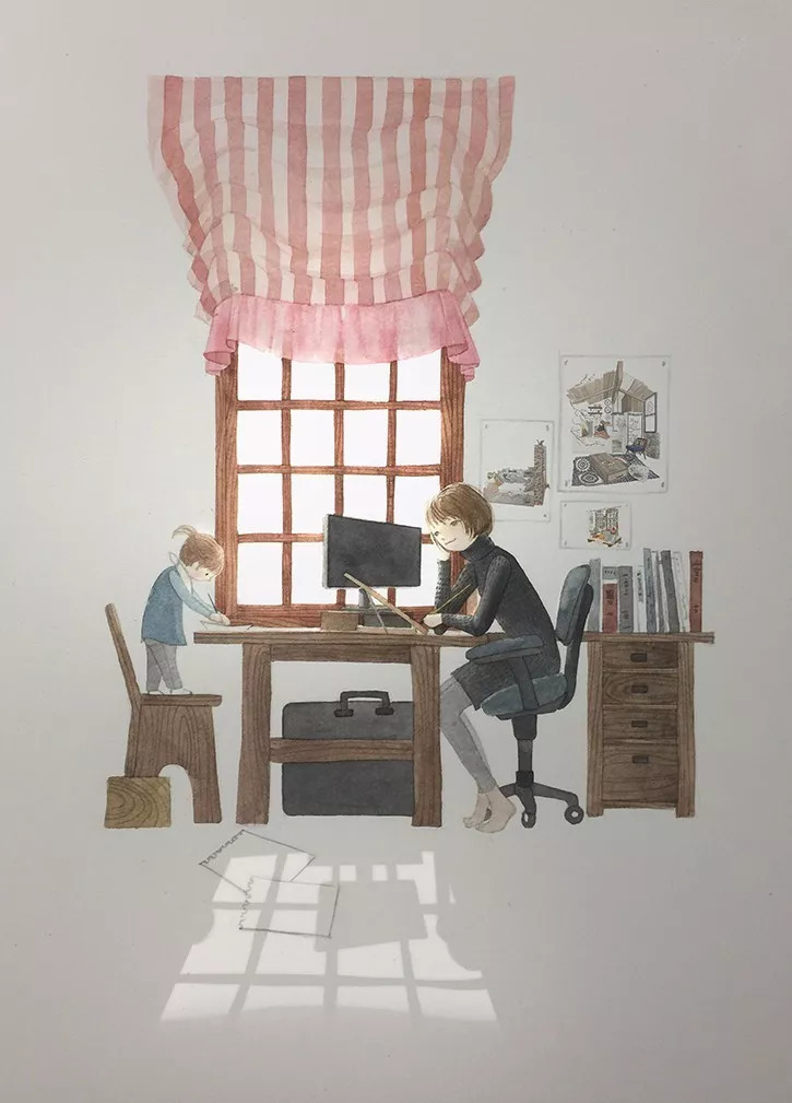 手绘妈妈和女儿的日常生活，温暖而感人