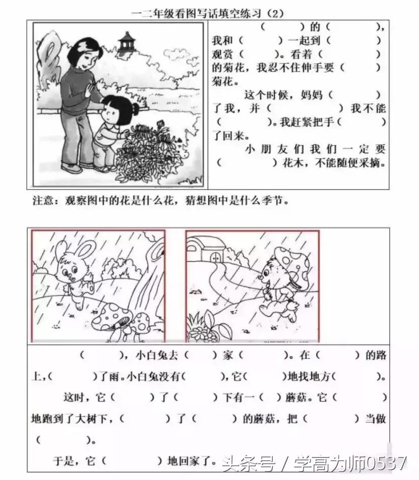 低年级看图写话填空练习20篇写话不再发愁