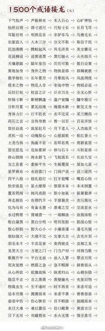 儿童必背成语接龙大全带拼音,小学生必背成语接龙建议收藏打印