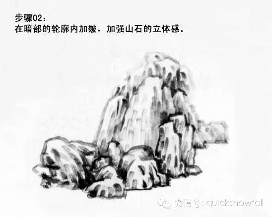 山水画斧劈皴山石画法,阿金山水画技法山石画法