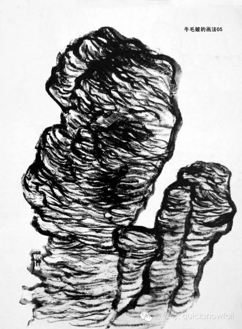 山水画斧劈皴山石画法,阿金山水画技法山石画法