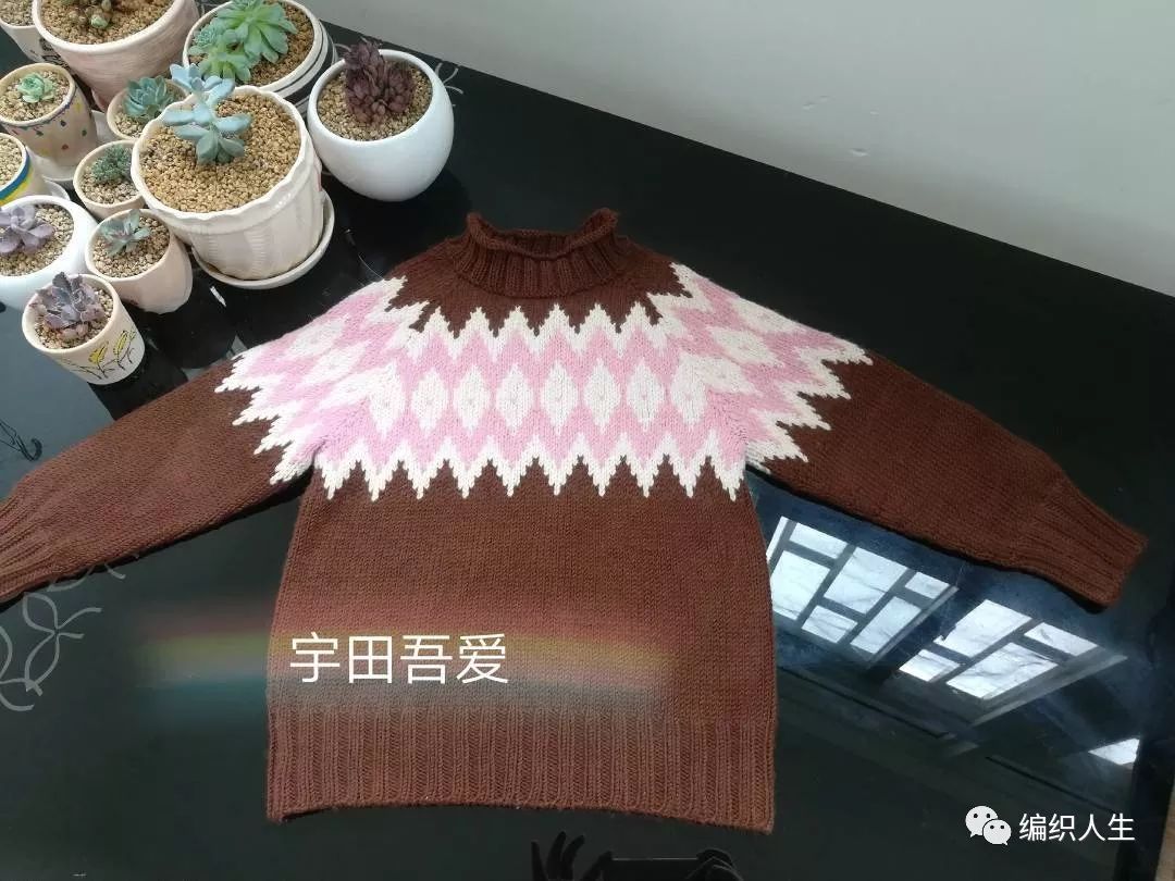 暖暖毛衣编织,儿童圆肩毛衣简单提花