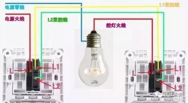 四个接线柱的单开双控开关接线图,四控开关如何接双控