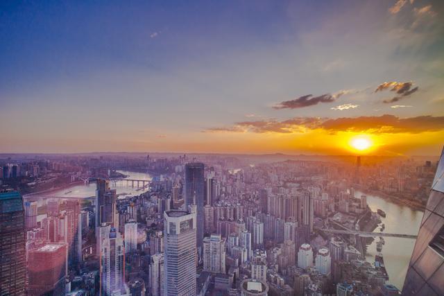 重庆曼哈顿风景,从白天到晚上夜景视频