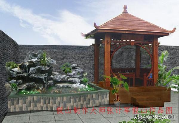 室内假山庭院假山,假山景观鱼池没假山底座怎么设计