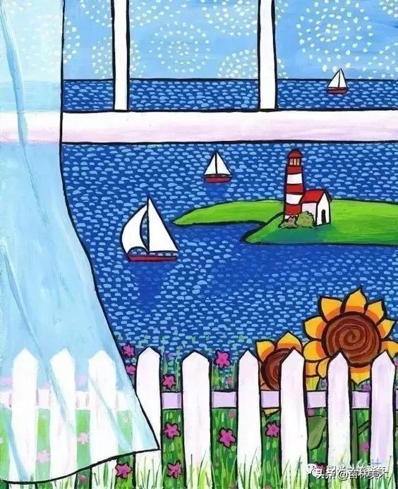 水粉作品风景清新,清凉一夏的水粉作品
