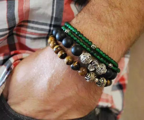 男士简约手串搭配,男人手串搭配