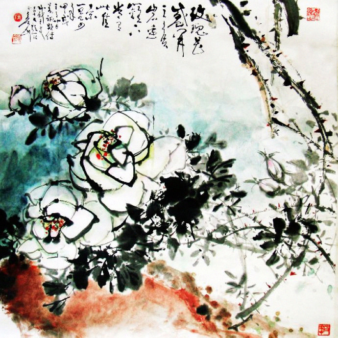 陈明谋国画作品欣赏,繁中手绘