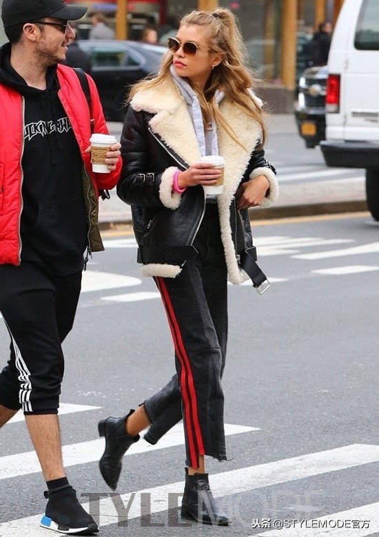 立领复古冬季机车夹克,冬季保暖机车夹克套装时髦搭配