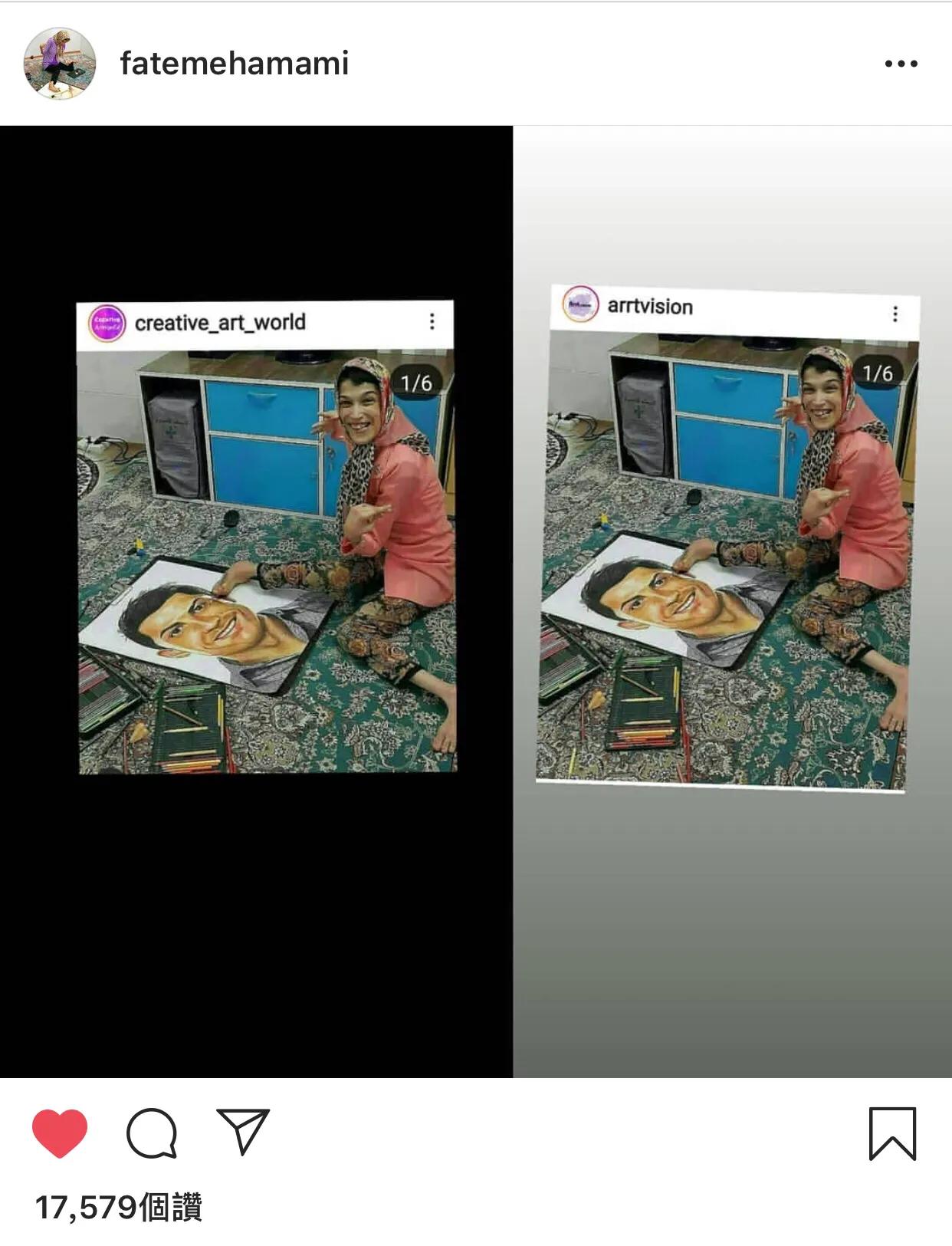 可敬的人！伊朗残疾女孩用脚画C罗：希望他（C罗）能看到我的画