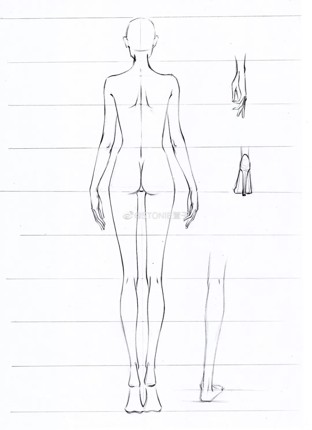 手绘服装画身体,手绘人物服装画法