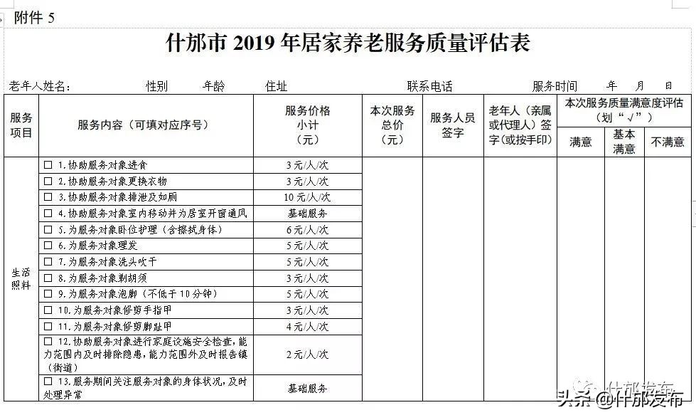 居家养老服务温暖老人心！！！——《什邡市2019年居家养老服务实施方案》