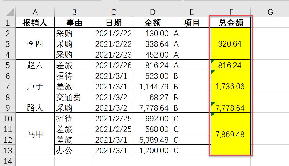 合并单元格和普通单元格汇总,一秒学会合并多个单元格内容