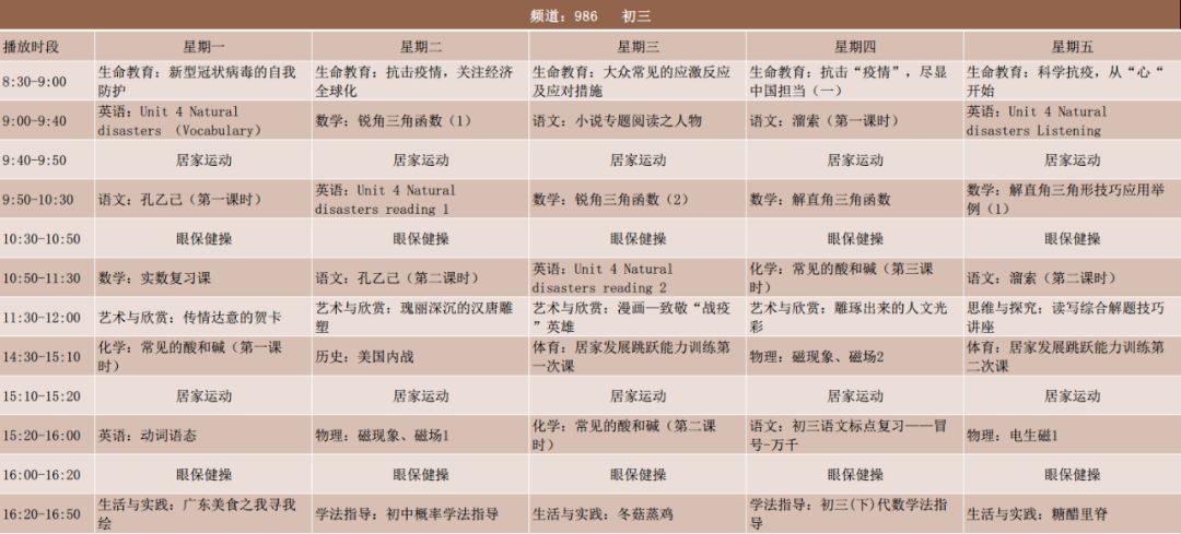 汕头市初中上课时间表,汕头秋季学校上课时间表