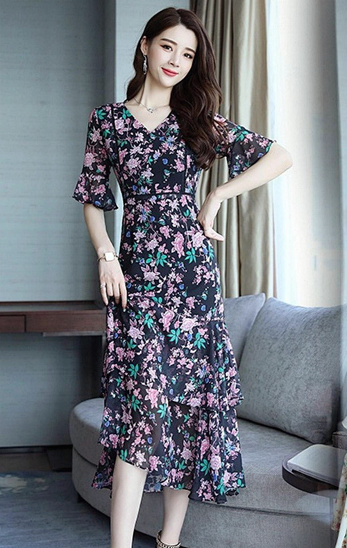 清爽又透气雪纺连衣裙穿着不闷,夏季雪纺连衣裙气质高级感轻奢