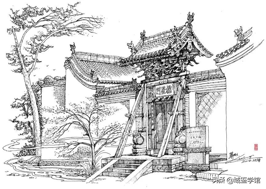 另类钢笔手绘,钢笔速写古建风景