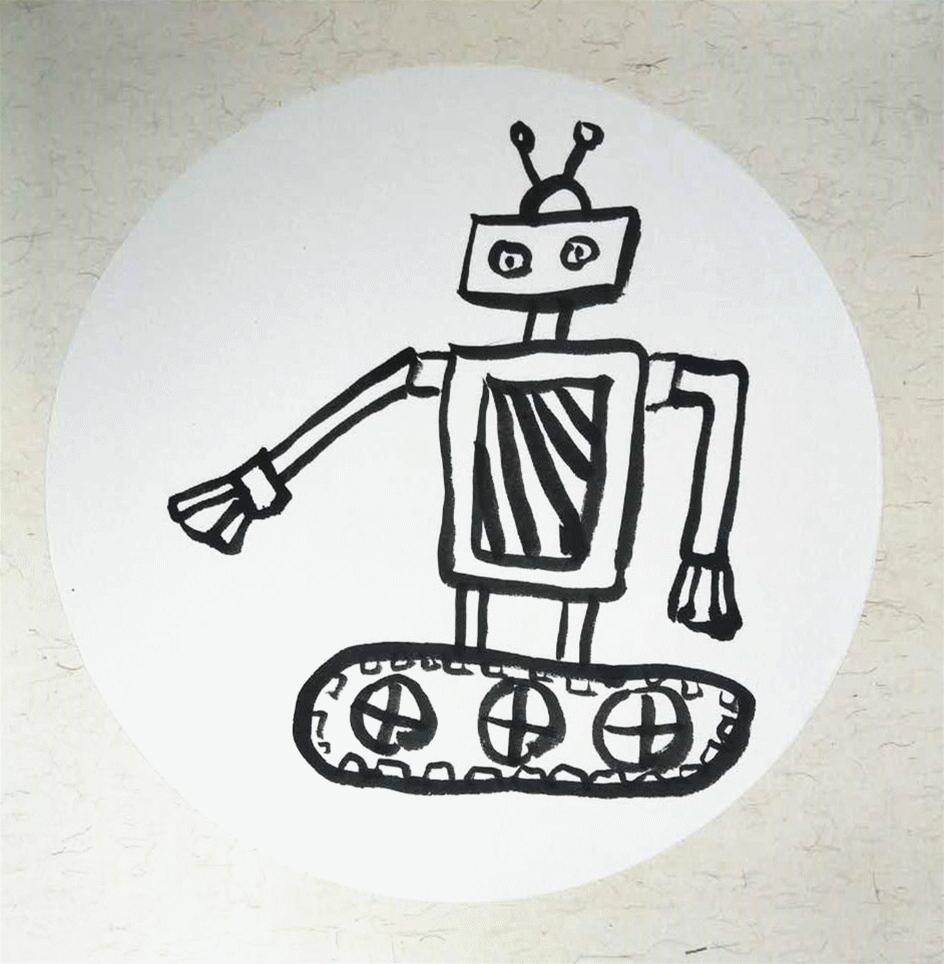 少年儿童科学幻想绘画作品机器人,7-10岁儿童创意美术画机器人