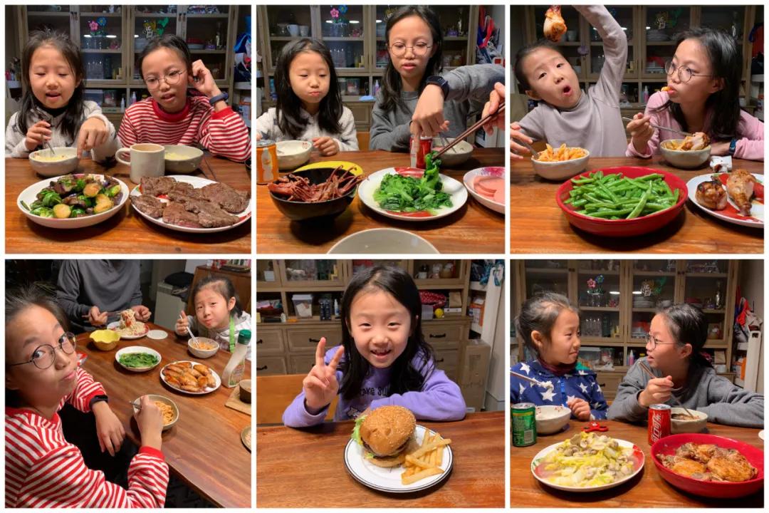 两个小孩给妈妈做大餐,两个女孩给爸妈做饭