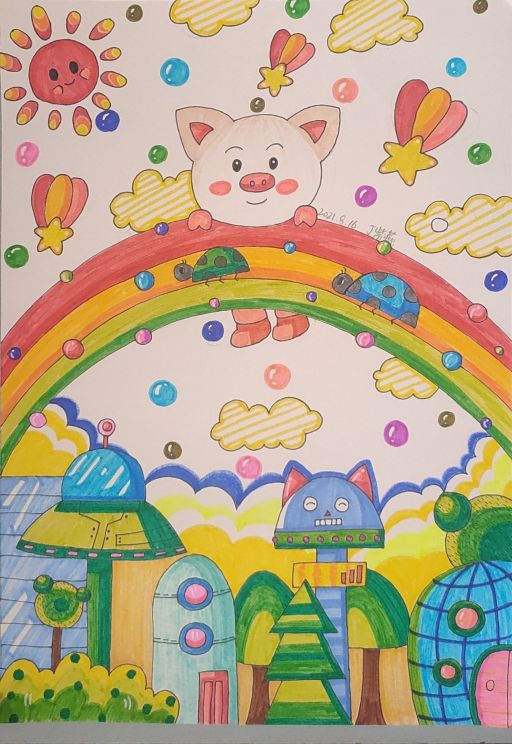 暑期儿童画作品,暑假安全我知道儿童画