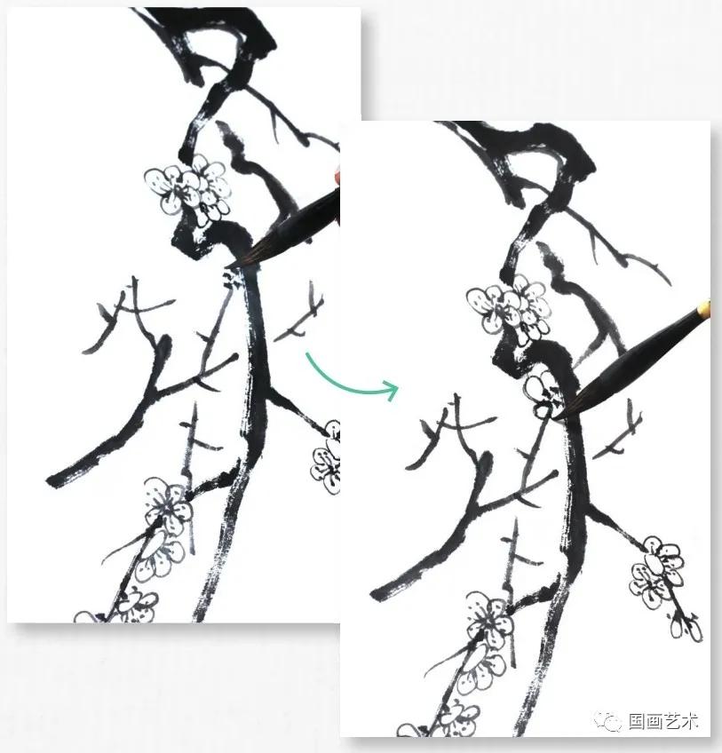 怎样画梅竹松树图片,儿童国画梅花入门画法步骤