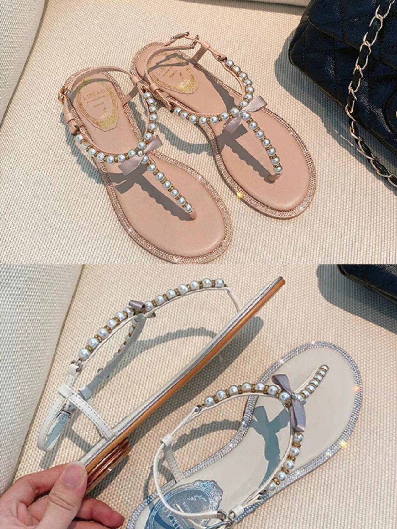 百搭高端鞋小巧玲珑精致优雅高贵,优雅珍珠点缀的渔夫鞋