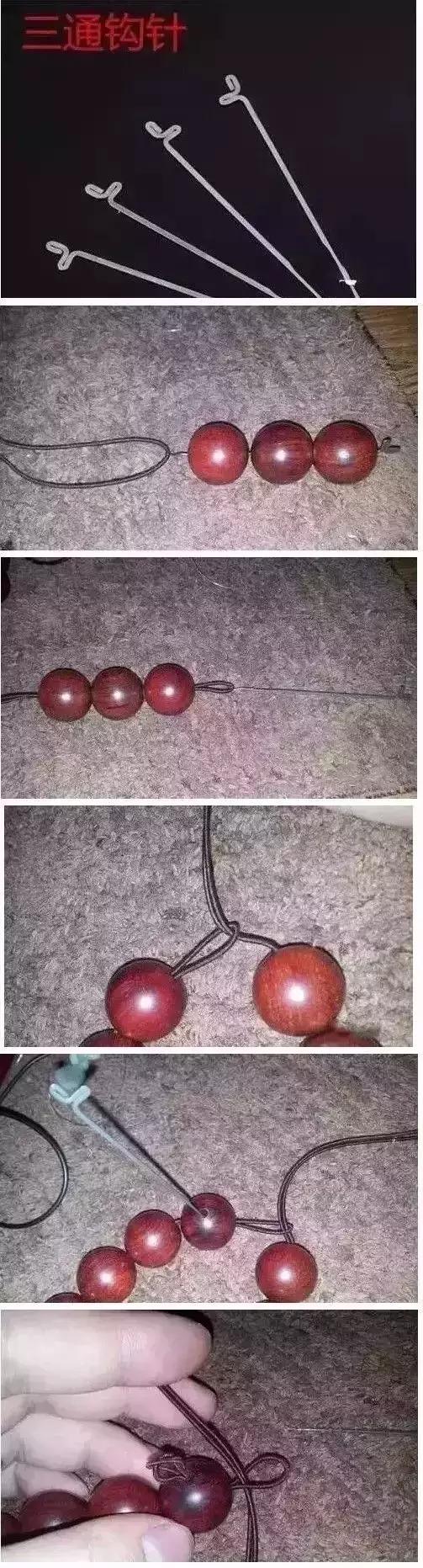 单绳隔珠打结视频教程,手串伸缩加珠绳打结法