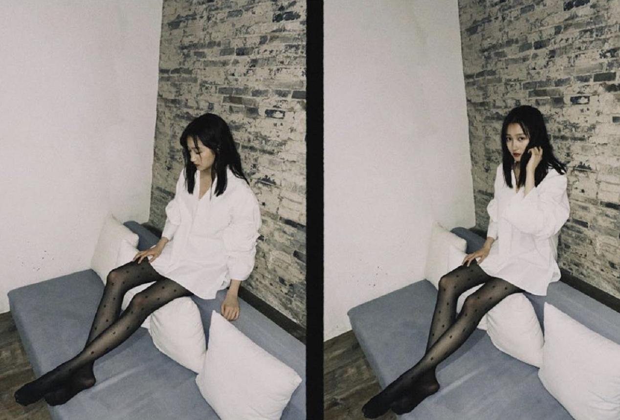 关晓彤黑色长裙造型鹿晗,关晓彤晒写真