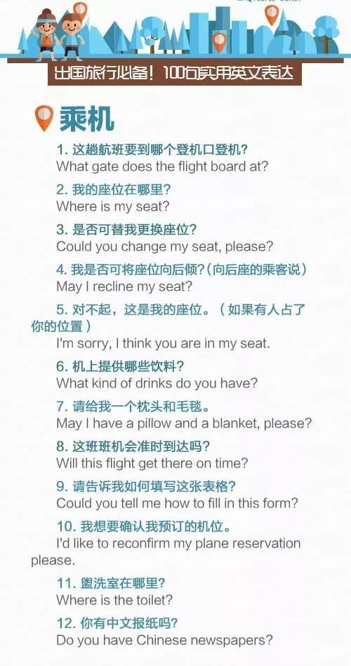 出国旅游必备50句英文翻译,旅行必备100个英文表达