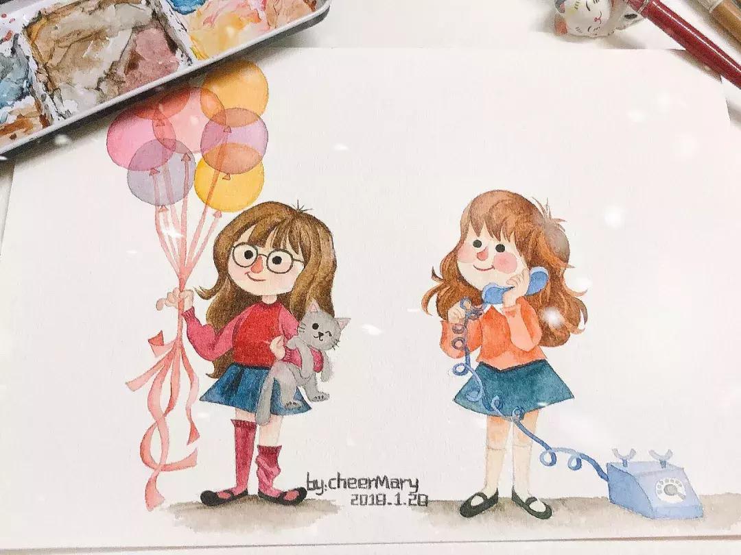 简笔画可爱小人插画,超萌可爱的插画小人