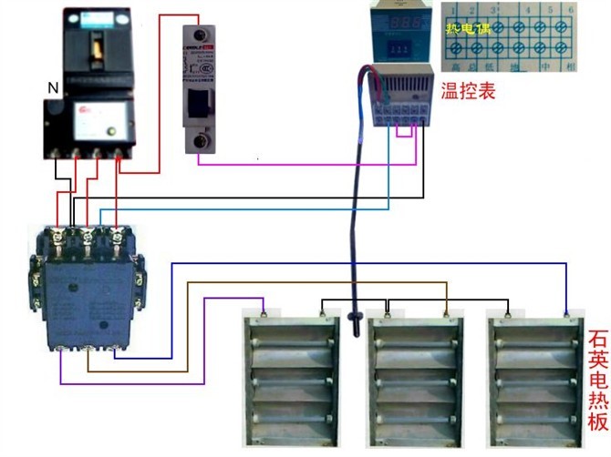 温度控制线路实物接线图,最简单温度控制电路图