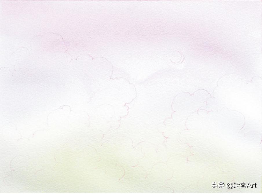 用水彩颜料画天空还有云朵,有手就能画的绘画