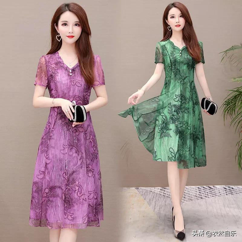 雪纺连衣裙时尚减龄穿上超迷人,长款雪纺连衣裙气质高级感轻奢