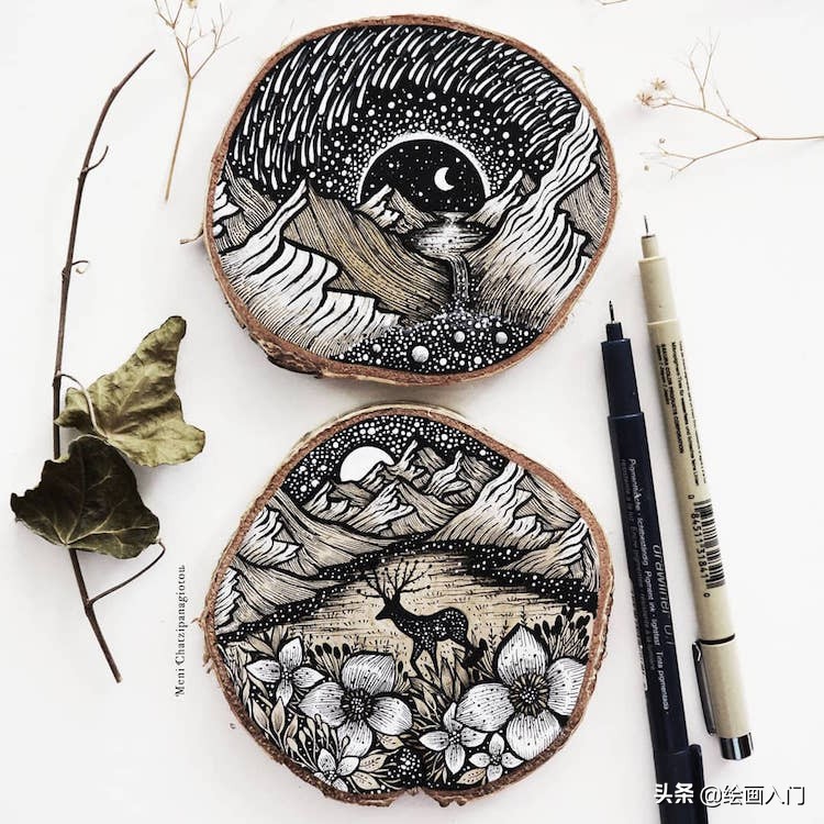 手绘插画黑白风针管笔小插画,手绘100多幅针管笔黑白插画分享