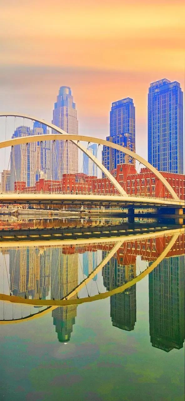 天津绝美夜拍,天津超美晚霞