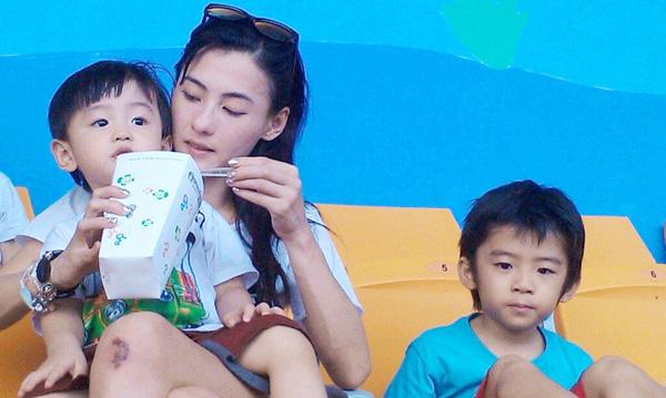 张柏芝推荐的小孩衣服,张柏芝带两个儿子去买学习用品