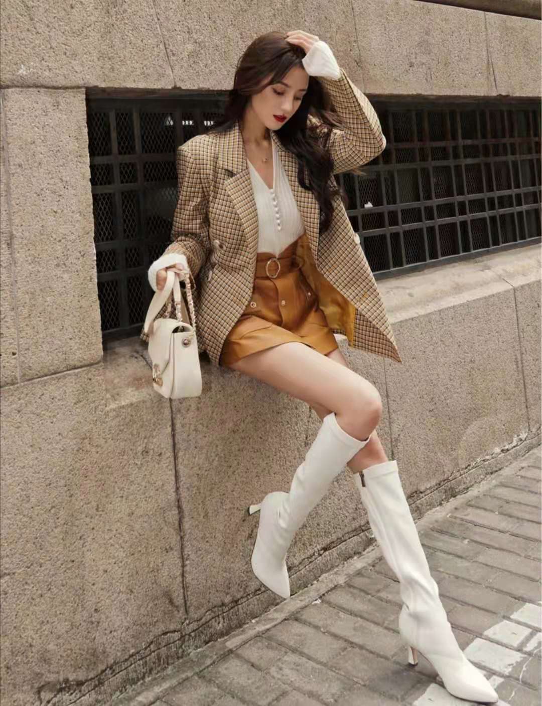 格纹西装外套休闲穿搭男士,小个子收腰格纹西装搭配