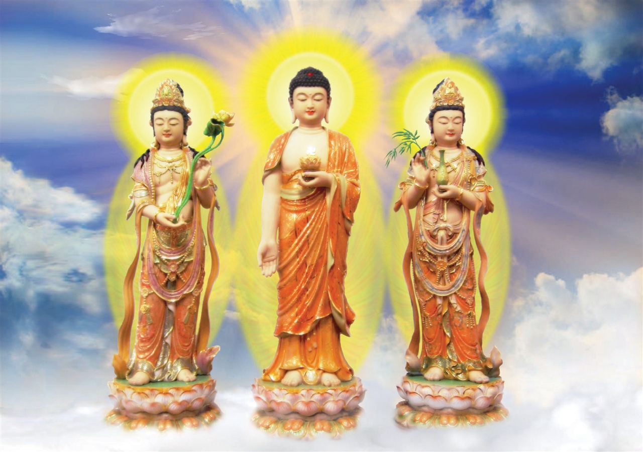 西方三圣是指阿弥陀佛图片,佛教西方三圣阿弥陀佛像