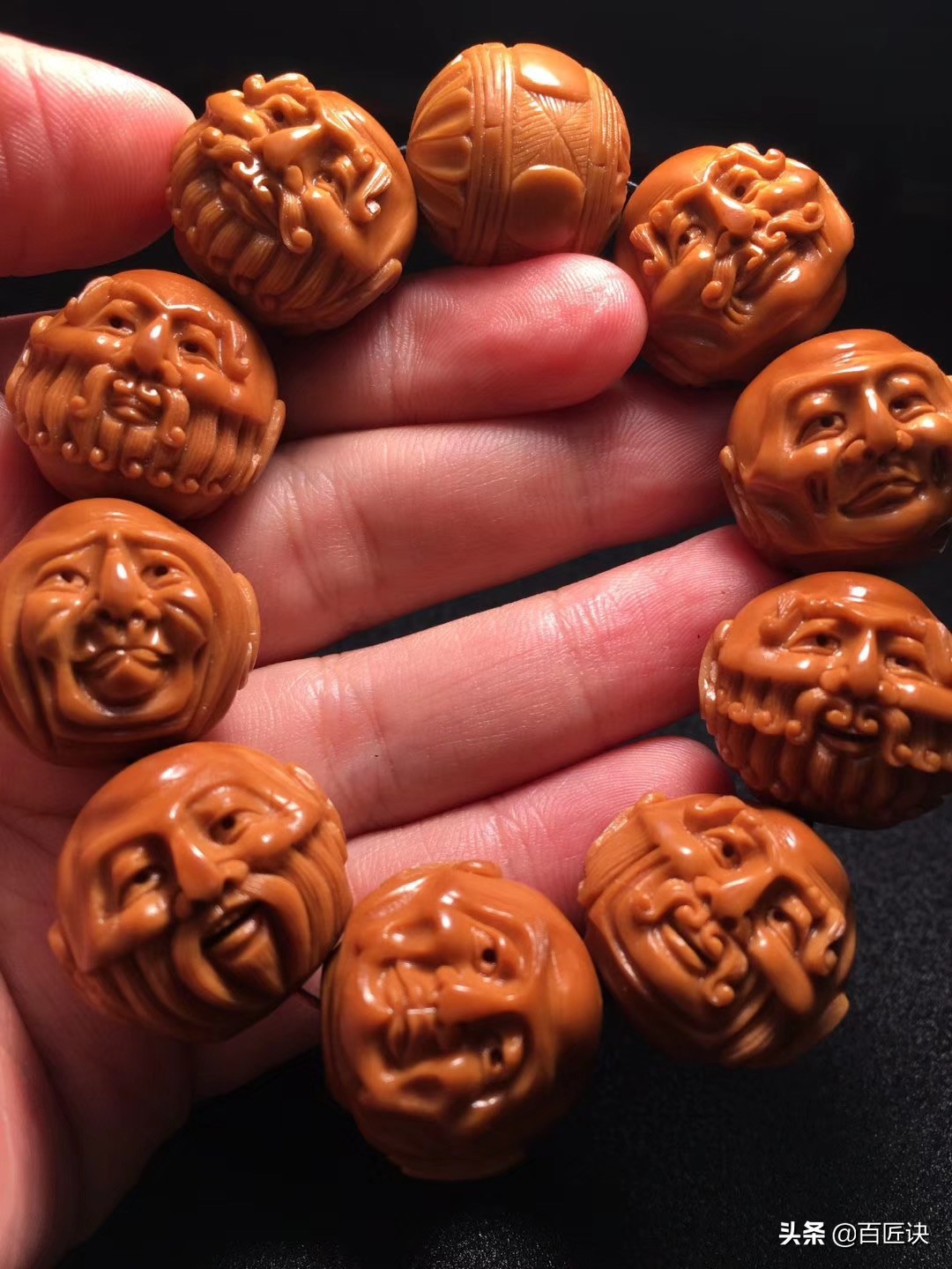 橄榄核钟馗核雕手串,恶僧橄榄核核雕手串