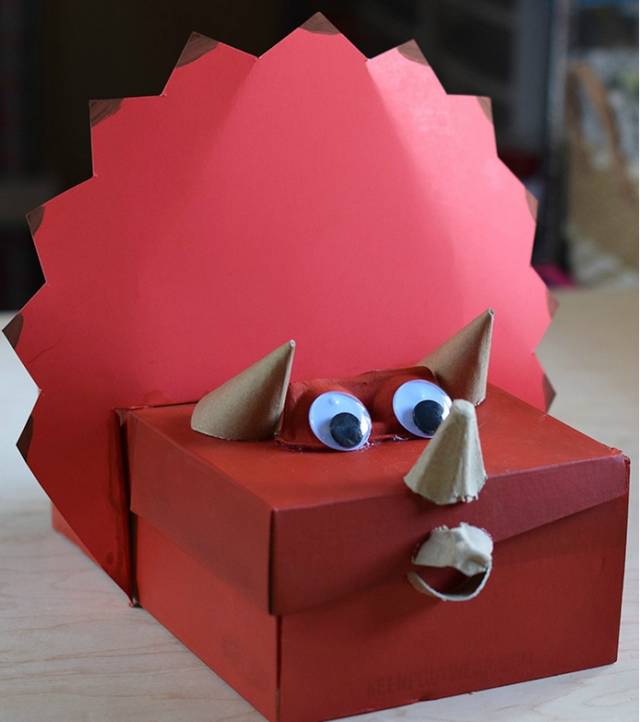 3-6岁儿童益智手工玩具鞋盒,幼儿园鞋盒里的动物世界手工作品