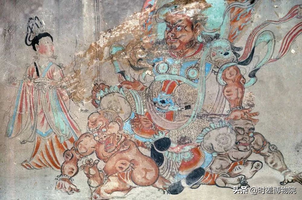 山西五台山佛光寺壁画,佛光寺阿弥陀佛头顶壁画